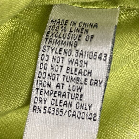 Nygard Collection Lime Green Linen Top Cottagecore Artsy Beachy Office Size 10 - Picture 5 of 8
